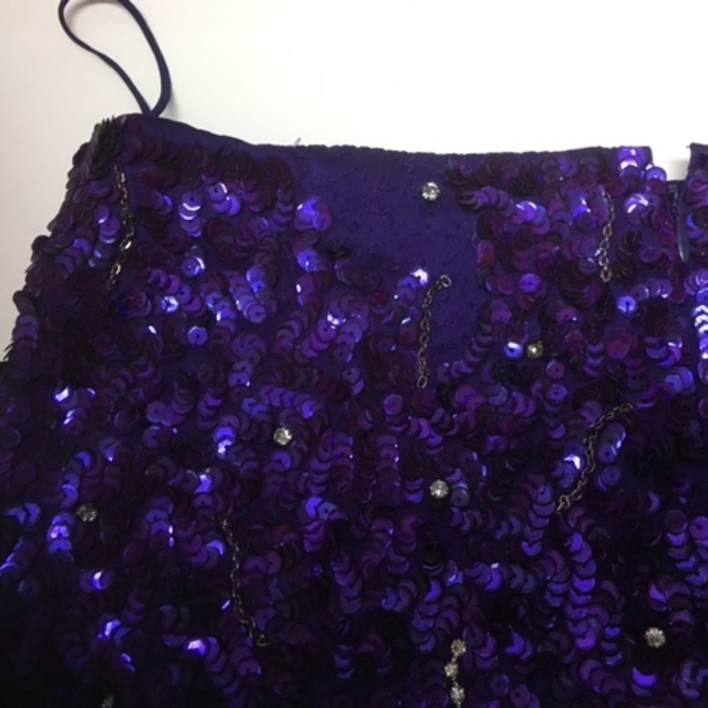 Alice + Olivia Purple Sequin Silk Mini Skirt - Picture 8 of 10